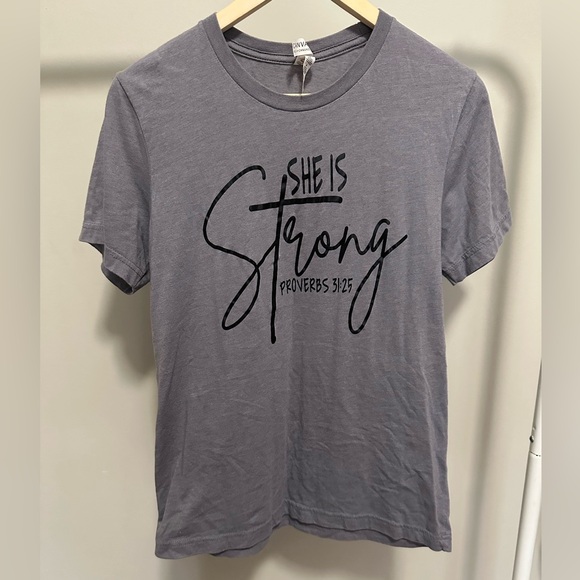 Bella Canvas Tops - Women’s She is Strong Proverbs 31:25 Christian Shortsleeve Shirt size Medium